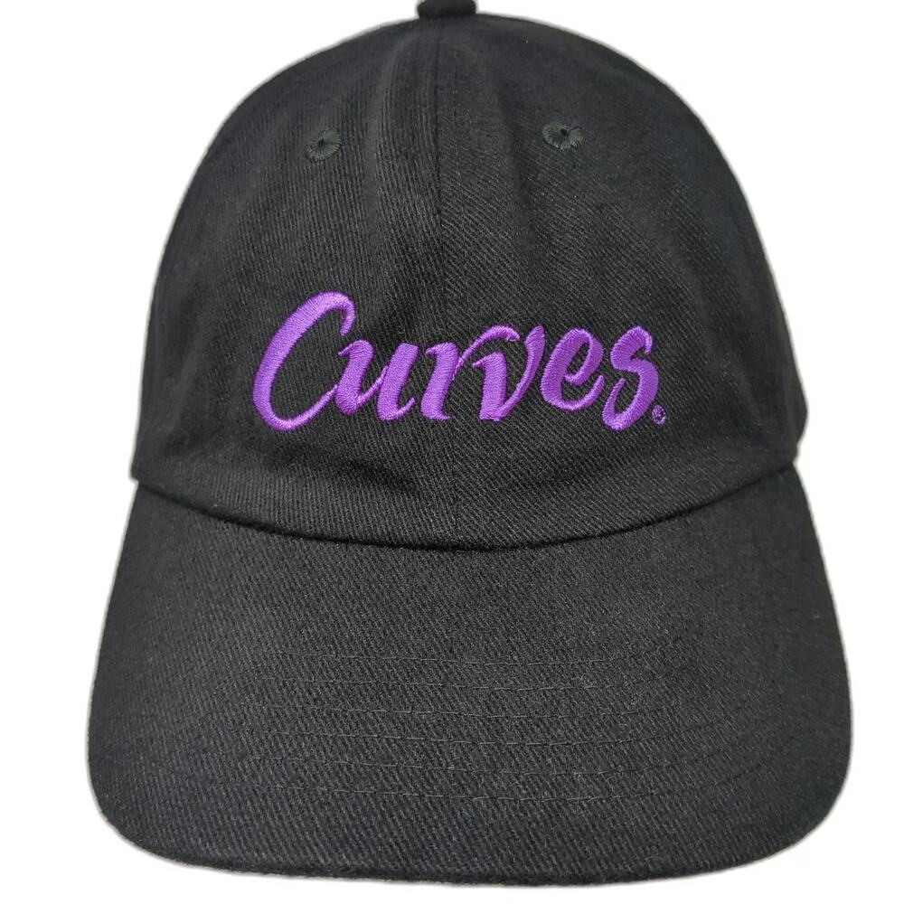 Curves Baseball Cap Black Purple One Size Slideback Fitness Gym Workout Hat